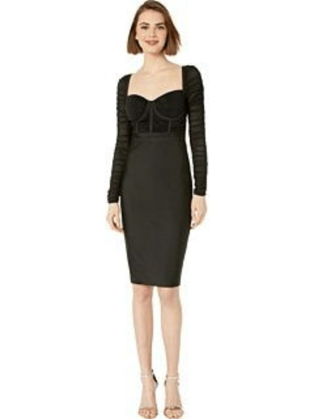 NWT Bebe Black Mesh Contrast Bandage in Jet Black.  SZ XS